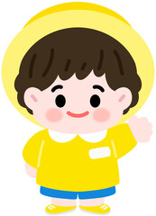 a boy in a yellow kindergarten uniform(illustration)
