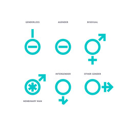 LGBTQ gender set symbols, sexual orientation icons