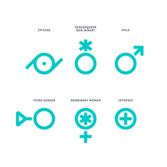 LGBTQ gender set symbols, sexual orientation icons