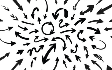 Hand Drawn Vector Arrows Collection Set Isolated on White Background – Doodle Arrow Symbols for Direction, Navigation, Design Elements, Infographics, and Presentations