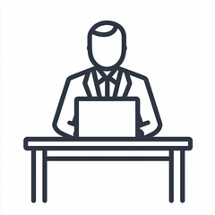 Illustration of a businessman working at a desk with a laptop, representing office work and business operations