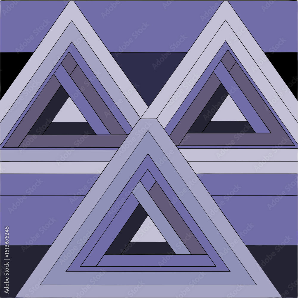 Poster overlapping shaded triangles creating an optical illusion