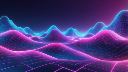 Obraz premium Energy of fractal realms with dynamic light wave patterns and futuristic blue lines creating an abstract technology backdrop