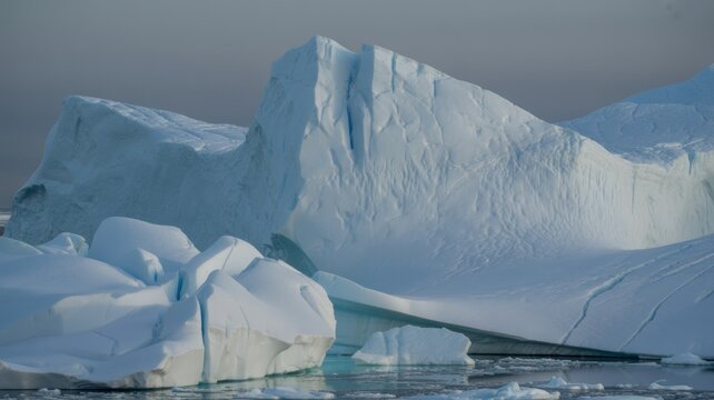 Majestic arctic icebergs in tranquil polar seascape - Powered by Adobe