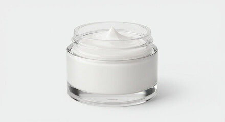 Cosmetic Product Cream in Glass Jar on white background