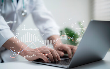 Doctor Working on Healthcare Data with Graph Analytics