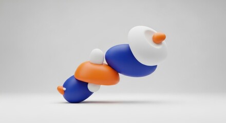 Abstract Object with Spheres on Gray Background