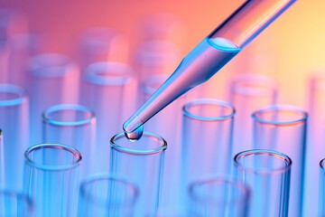 Pipette Dropping Liquid Into Test Tubes In Laboratory Research Setting