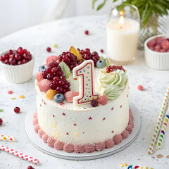 Frosted cake with number 1 princes score cranberry