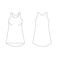 women's sleep wear flat sketch vector illustration template. cad mockup.