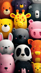 creative illustration background of cartoon animal toy icon