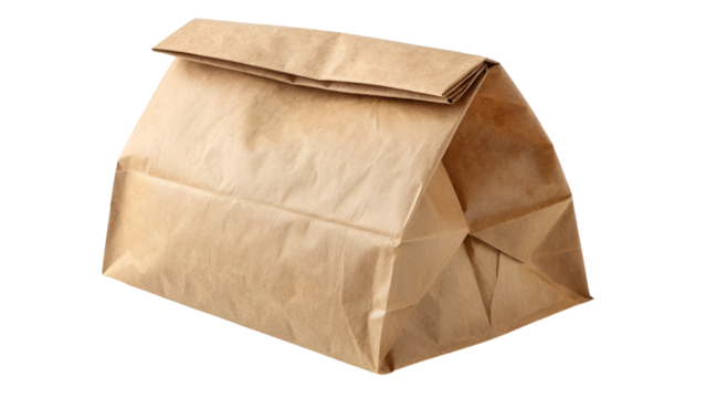 brown paper tiffin bag isolated on transparent background