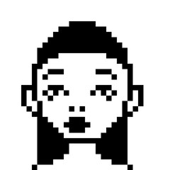 set of pixel girls faces