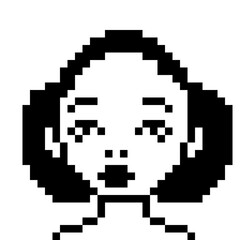 set of pixel girls faces