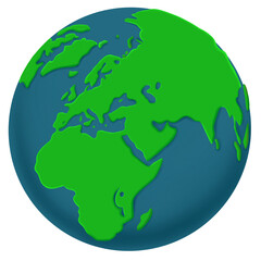 Cartoon planet Earth icon illustration isolated on transparent background. Earth day or environment conservation concept. Save green planet concept. 