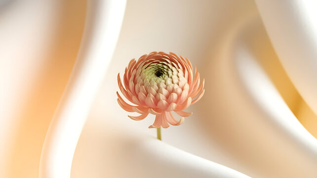 Abstract fractal spiral with golden rings in a nautilus shell, a marine animal fossil on a white background