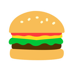 Hamburger flat icon. fast food vector illustrations.
