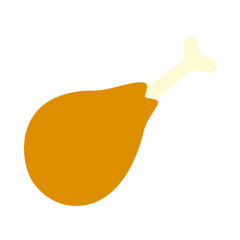 Chicken leg flat icon. Chicken thigh vector illustration.