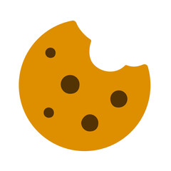 Chocolate chip cookie flat icon vector illustration.