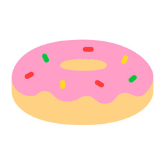 vector illustration of a donut with pink glaze.