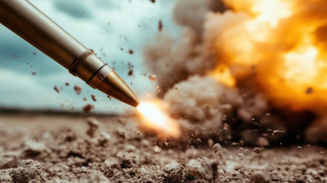 A high-impact image capturing a bullet shell ejecting into the air with an explosion in the background. This powerful visual represents action, intensity, and the chaos of combat.