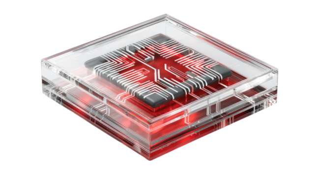 Nano Computer Chip with Transparent Layers on Transparent Background

