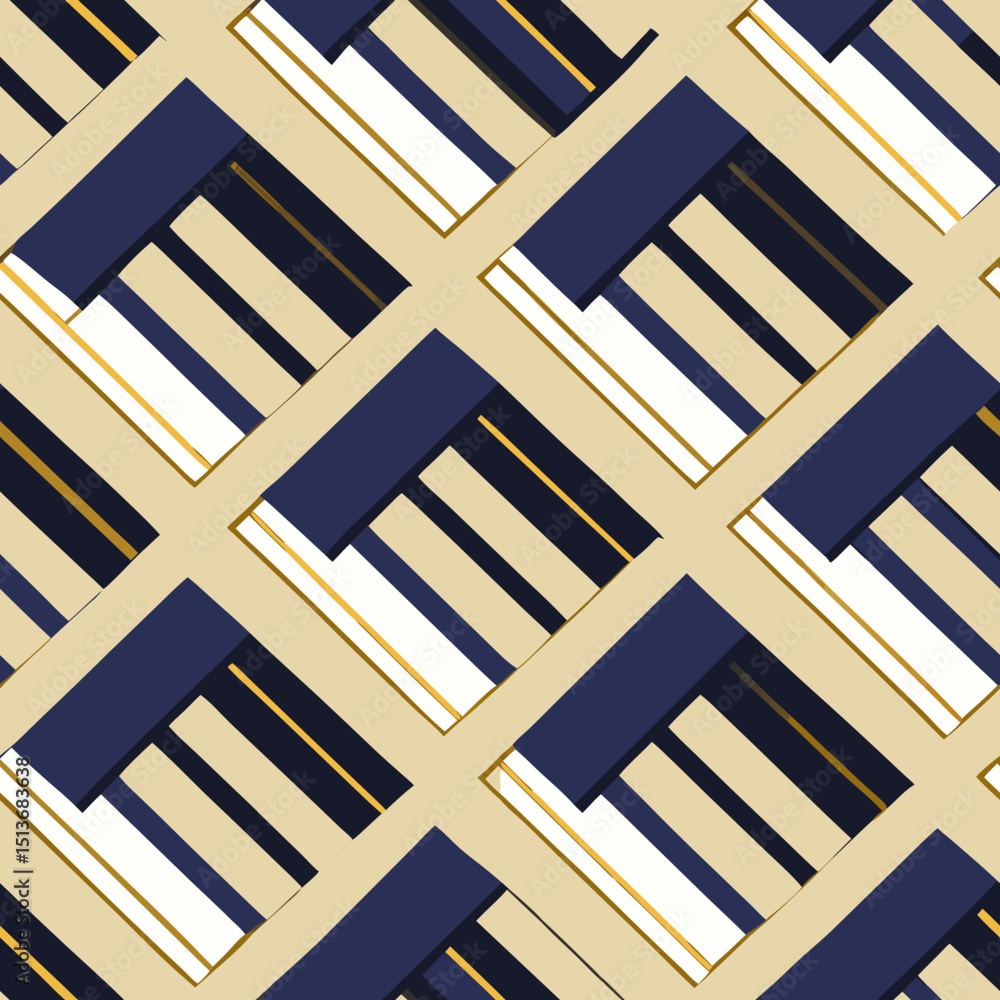 Poster abstract seamless vector pattern featuring piano keys in diagonal arrangement