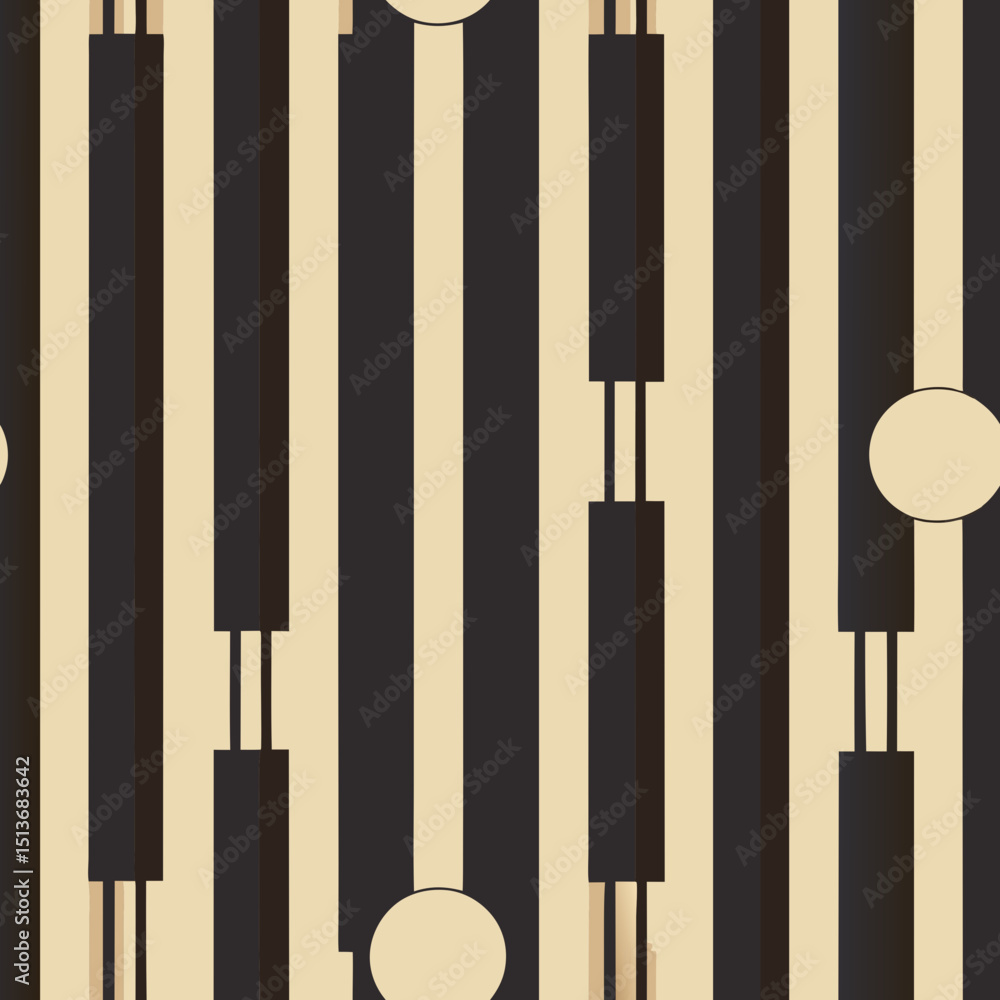 Poster abstract seamless vector pattern of piano keys in black and beige