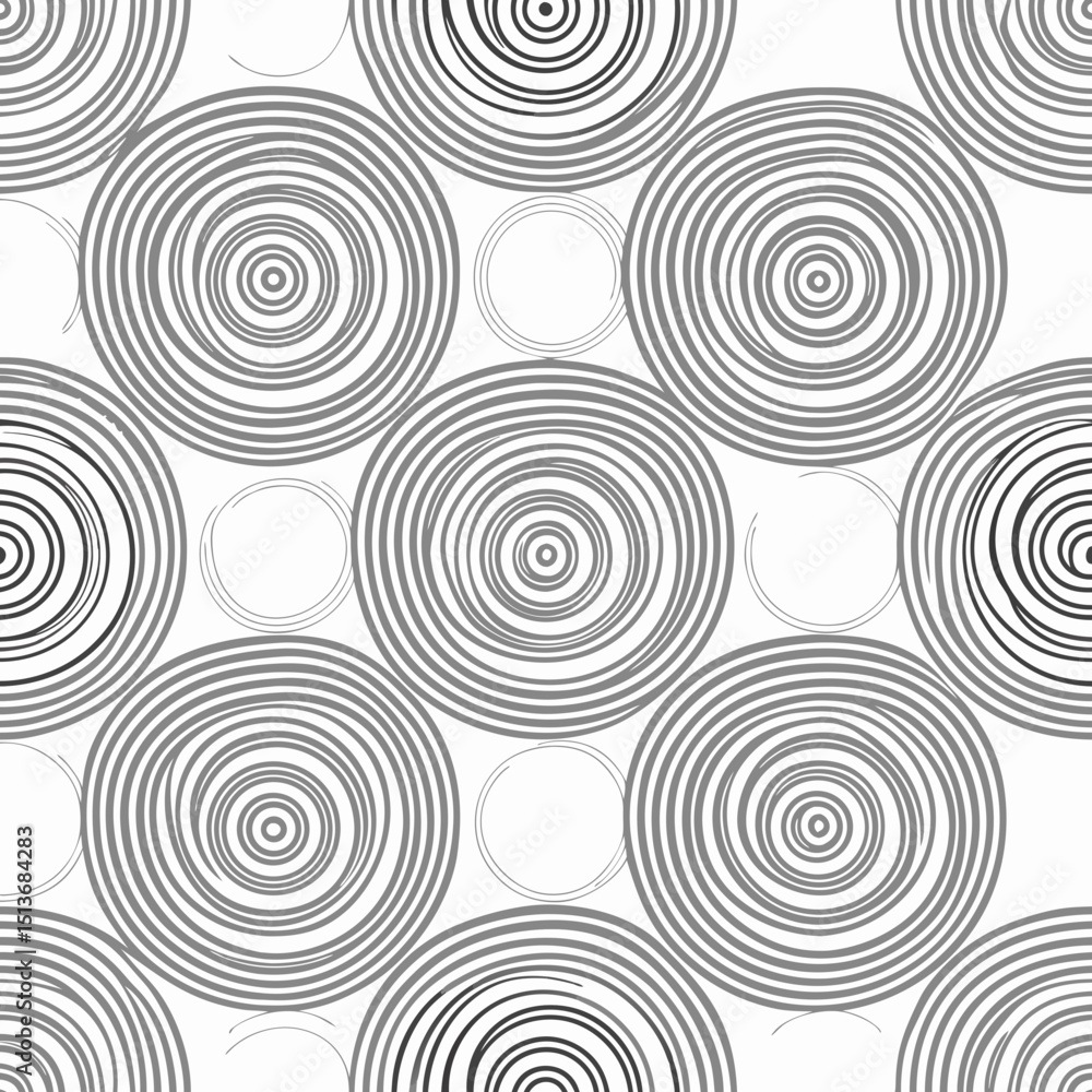 Poster stylized tree rings seamless vector pattern in black and white
