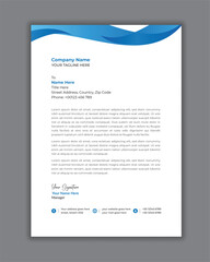 Professional Modern Business Letterhead Template with Blue Waves Design for Corporate Communication and Branding