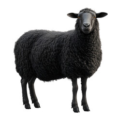 Obraz premium Realistic Black Sheep Isolated on Transparent Background – High Resolution PNG Image