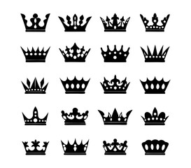 Premium Collection of 16 Unique Crown Silhouettes – Royalty-Themed Designs for Graphics, Branding & Crafts