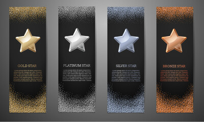 Metallic star  on black banner 