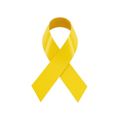 Aids awareness yellow ribbon isolated on transparent background