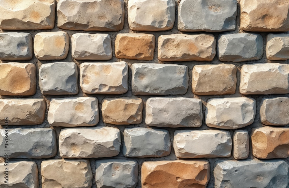 Poster seamless rustic stone wall texture. natural stone background pattern. grey, beige, brown colors. rep