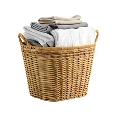 Basket with laundry isolated on a transparent background