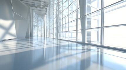 Fototapeta premium abstract corporate space with seamless glass walls and natural light,