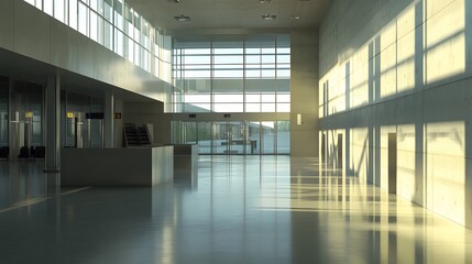Obraz premium modern terminal interior bathed in soft daylight,