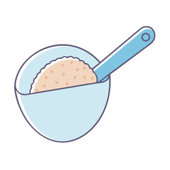 Bowl of Cereal with Spoon Illustration Isolated on White Background