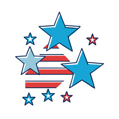 Stylized Patriotic Illustration Featuring Stars and Stripes in Blue and Red Colors