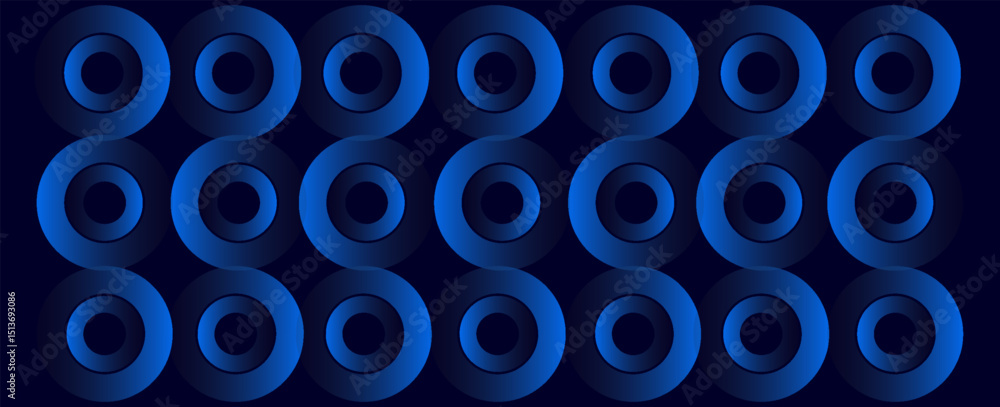 Poster a blue background with circles of different sizes and colors. the circles are arranged in a way that