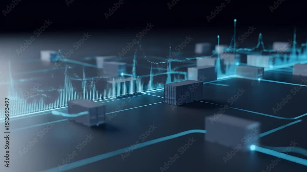 Poster abstract data flowing on futuristic network slow motion