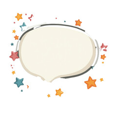 Colorful star frame surrounding a blank speech bubble for messages design