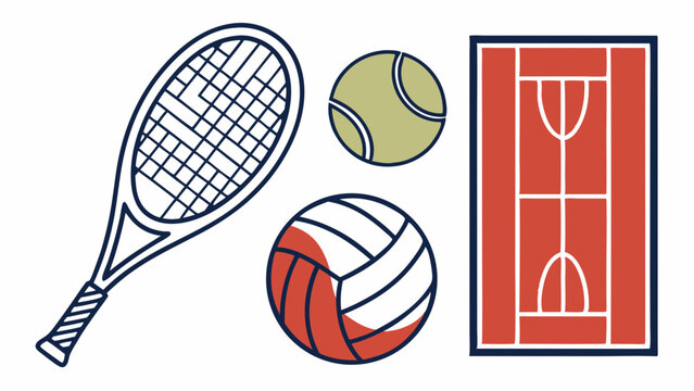 Tennis Line Art &ndash; Racket, Ball, Court, Match, Championship