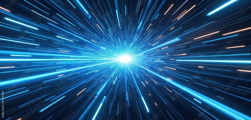 Aufkleber dynamic illustration depicts light speed hyperspace warp tunnel. abstract motion energy bursts throu