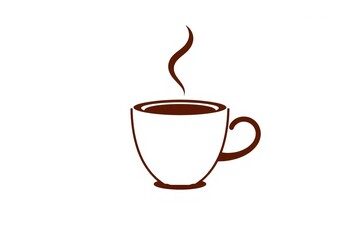 Fototapeta premium A single, simple coffee cup icon, vector illustration, isolated on white background, latte, graphic