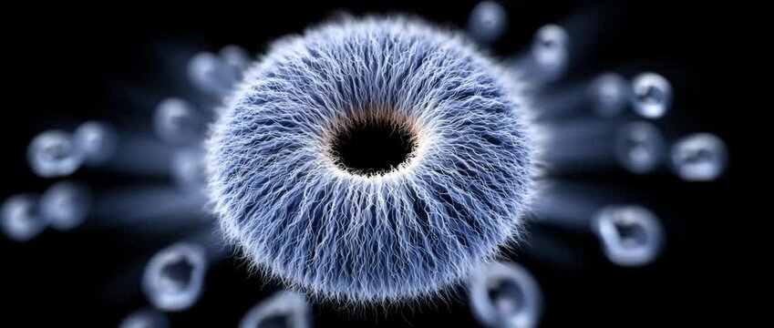 Smart micro filter animation in space, smart micro filter glowing filtration, smart micro filter futuristic airflow loop
