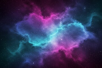 Fototapeta premium Vibrant Cosmic Nebula Dreamscape Background with Swirling Indigo, Magenta, and Teal Colors and Soft Starry Glow