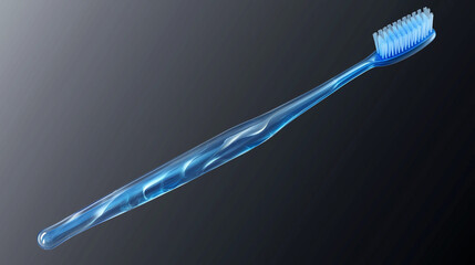 Close-up of a blue plastic toothbrush with toothpaste on a white isolated background for dental health care
