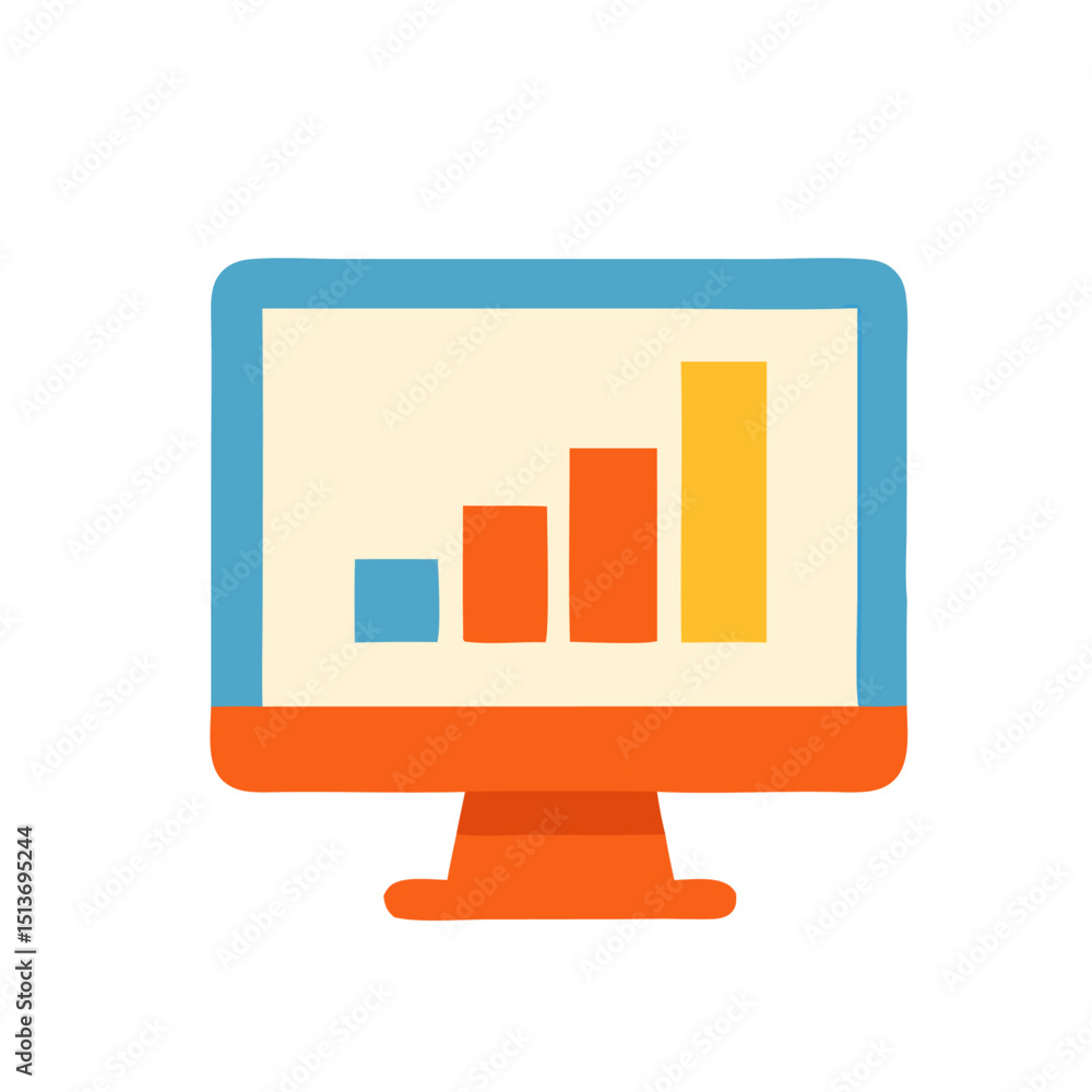 Aufkleber upward trending graph displayed on computer monitor data visualization and business growth
